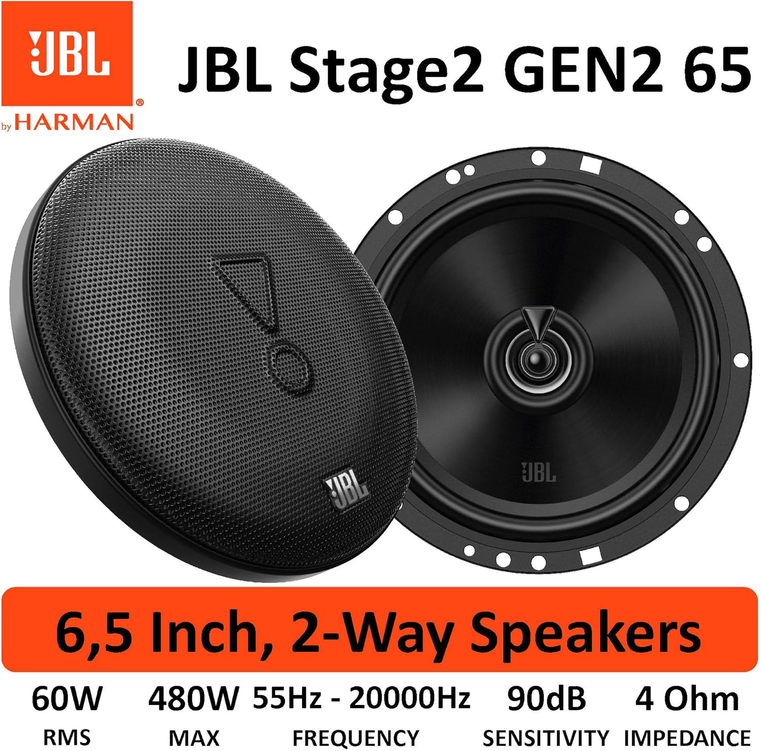6.5 Inch Car Speakers 240W 2 Way Coaxial Stereo OEM Upgrade Pair