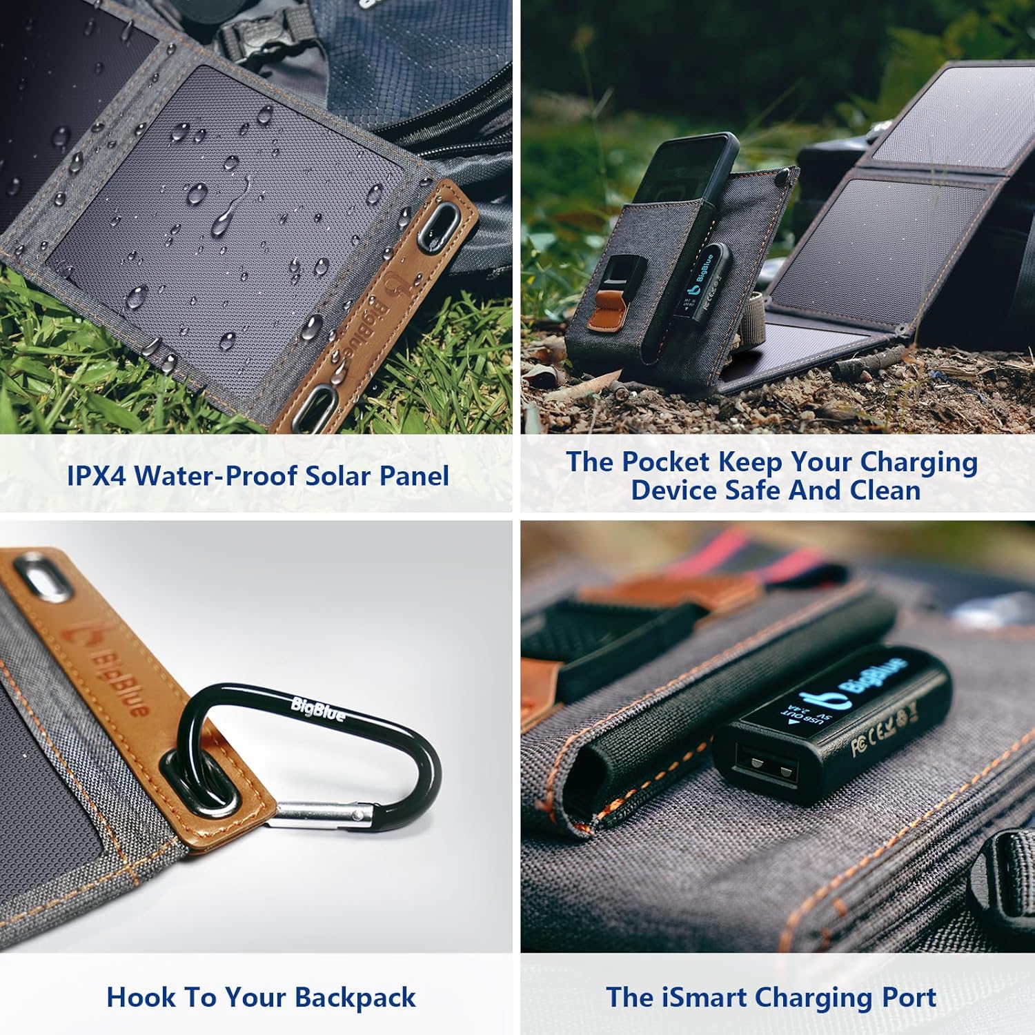 14W Foldable Solar Charger USB Waterproof Camping Travel