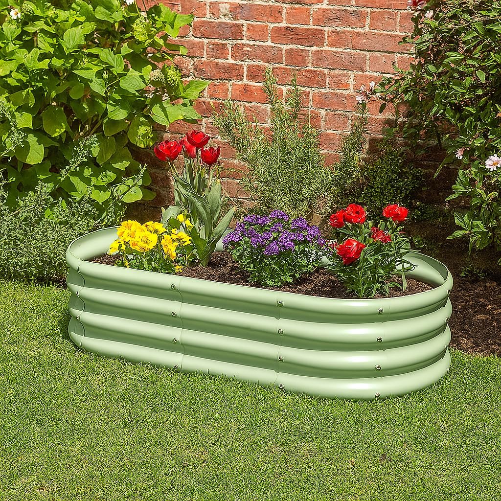Raised Garden Bed Set 2 Galvanised Steel Planter 120x60cm