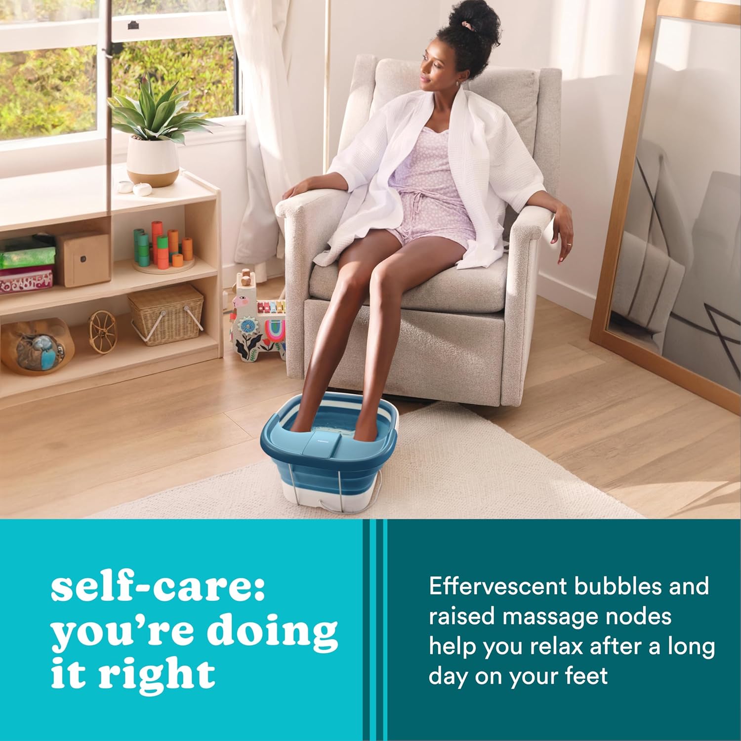 Foldable Foot Spa Bath Bubble Massage Heat Pumice Stone Tub