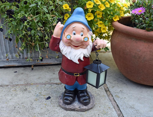 Garden Gnome Solar Glow Ornament Outdoor Statue Resin 30cm