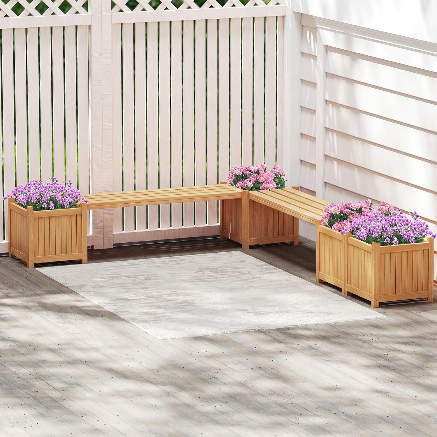 Wooden Planter Box with Bench 170cm Garden Seat Raised Bed