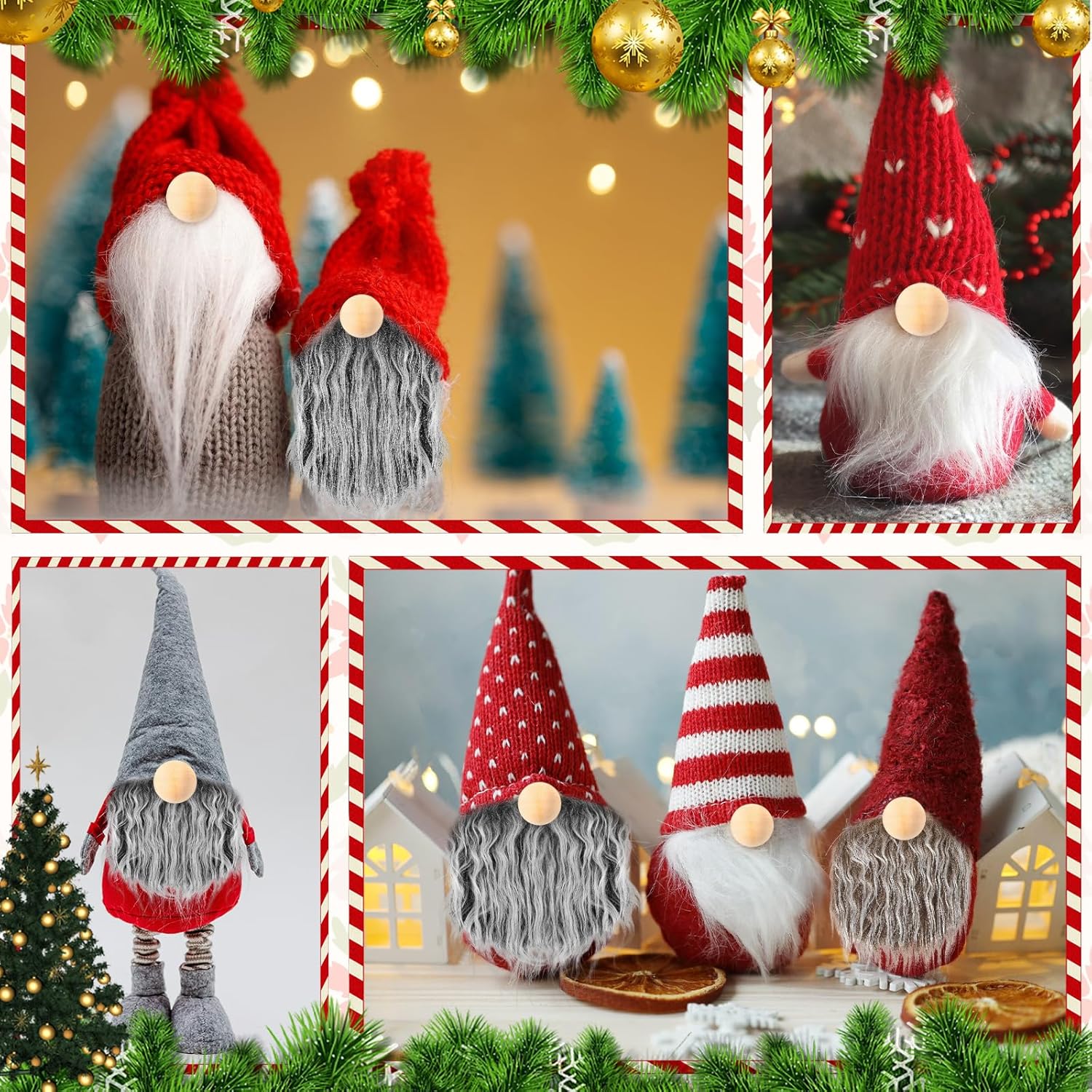 12PCS Gnome Beard Kit Faux Fur Craft Set DIY Christmas