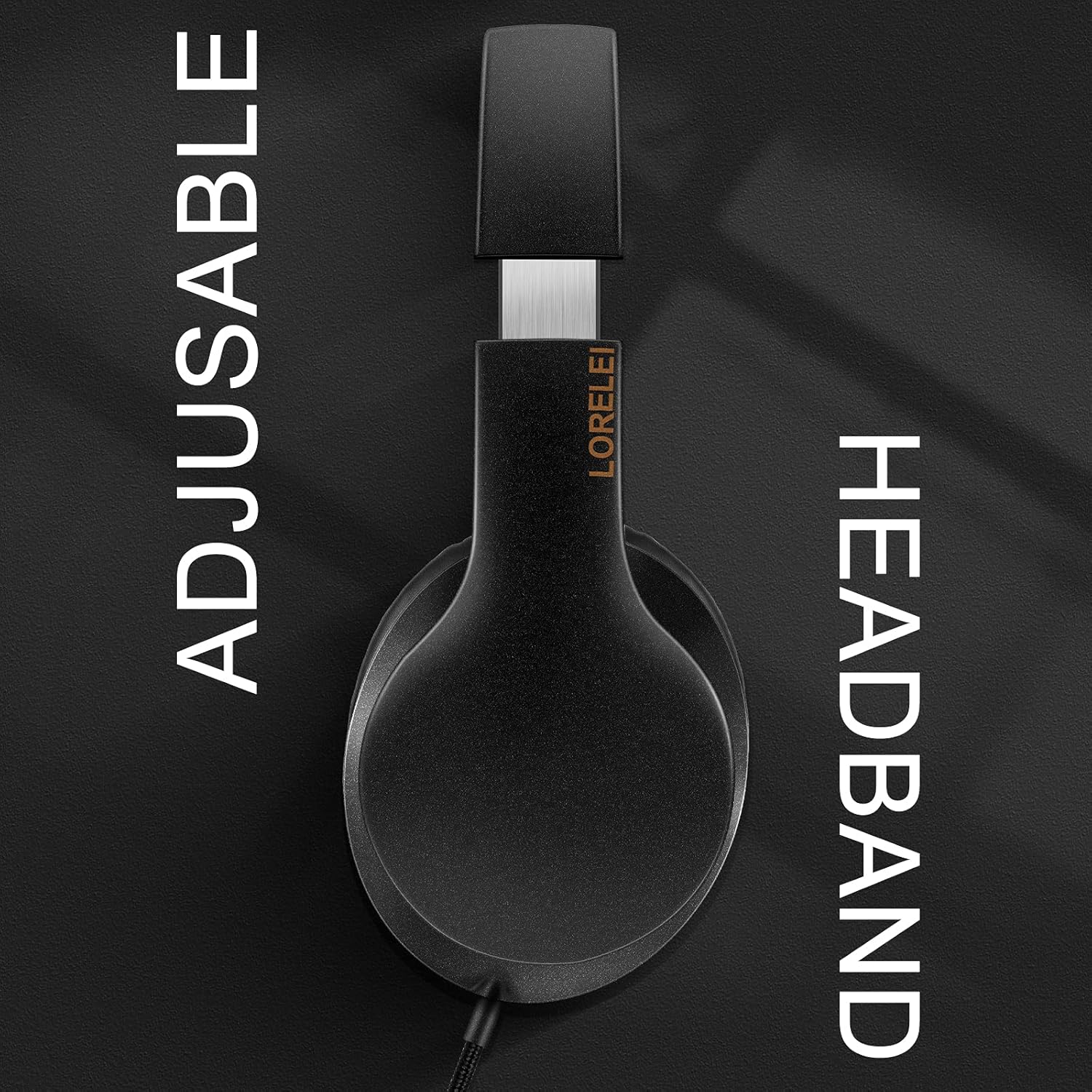 Wired Over Ear Headphones With Mic Stereo Bass 3.5mm Black Gold
