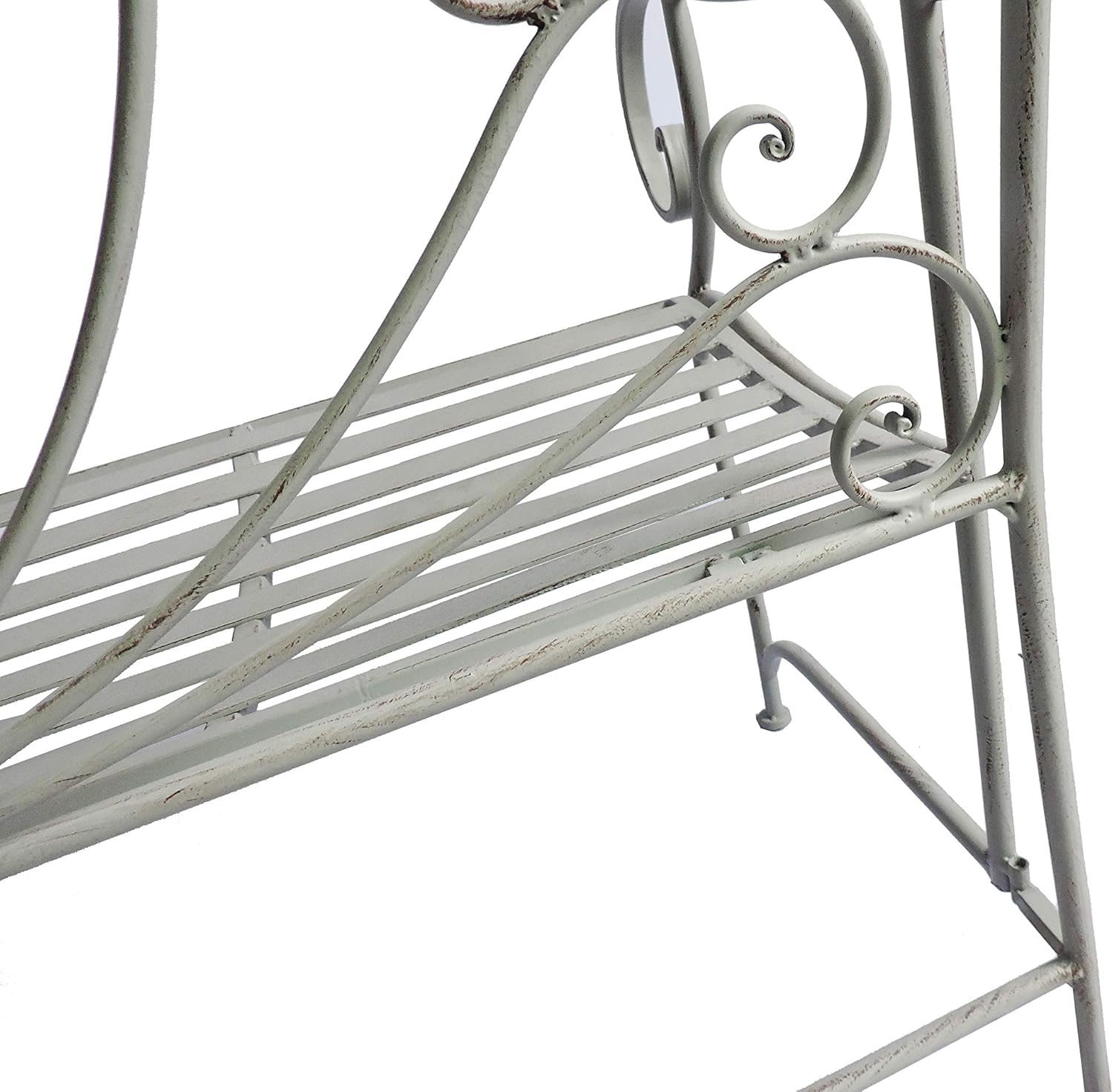Vintage Metal Garden Bench Foldable Patio Seat Antique Grey