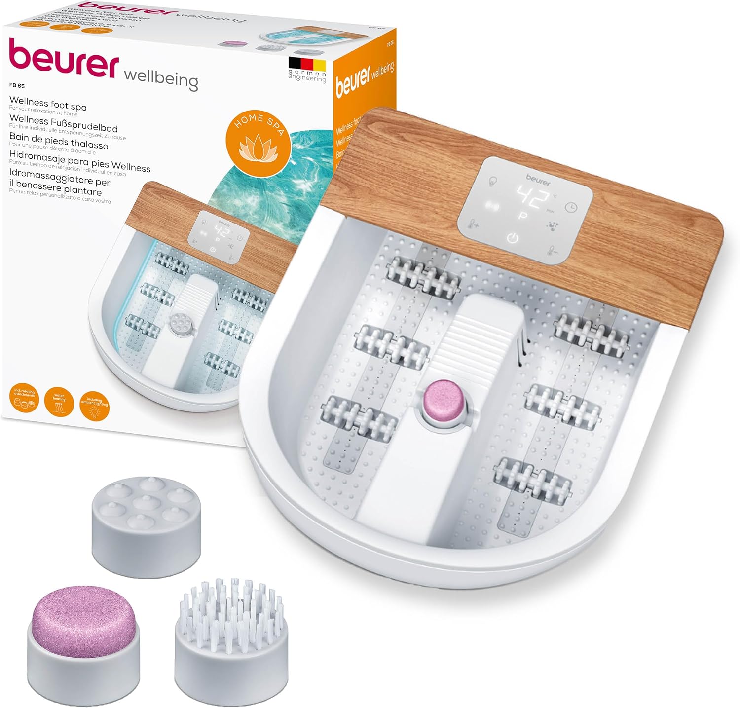 Heated Foot Spa Bath Touch Screen LED Bubble Massage Pedicure