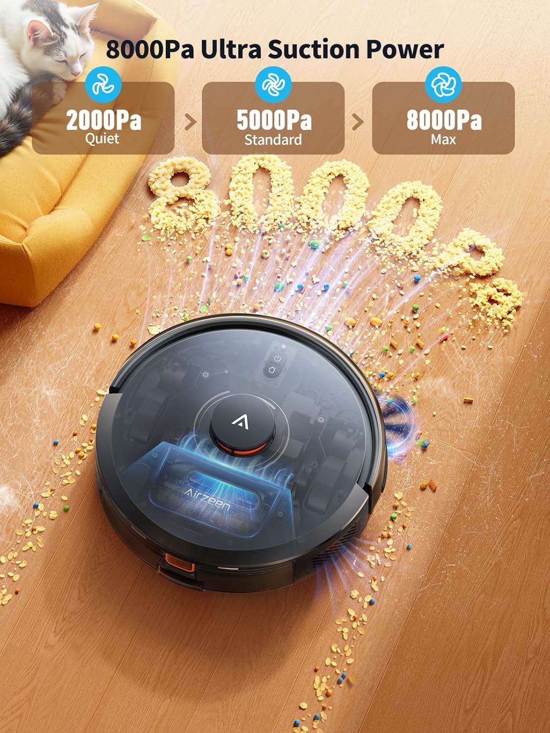 Self Empty Robot Vacuum Mop 8000Pa LiDAR Smart Cleaner