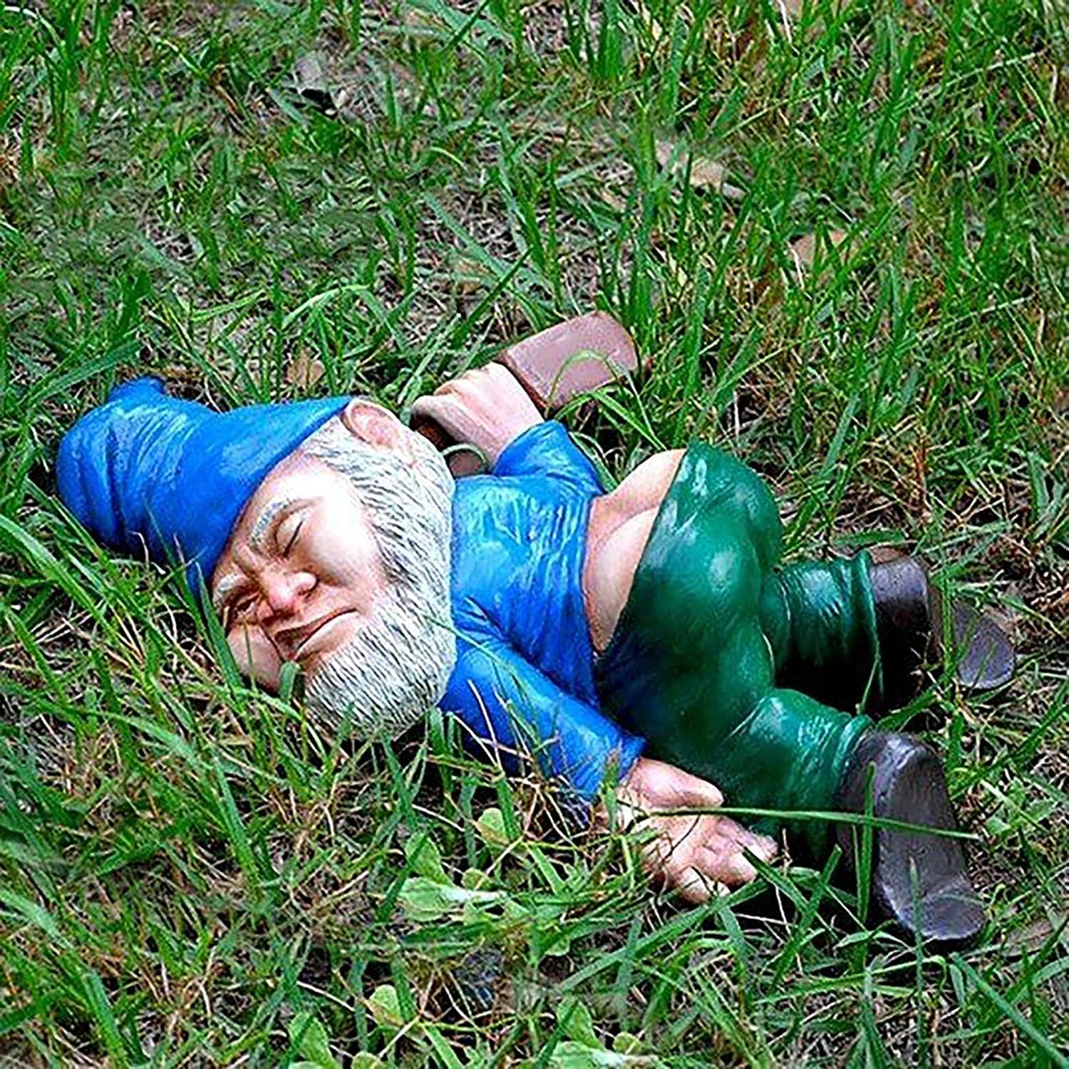 Funny Drunk Gnome Statue Resin Garden Decor Naughty Elf