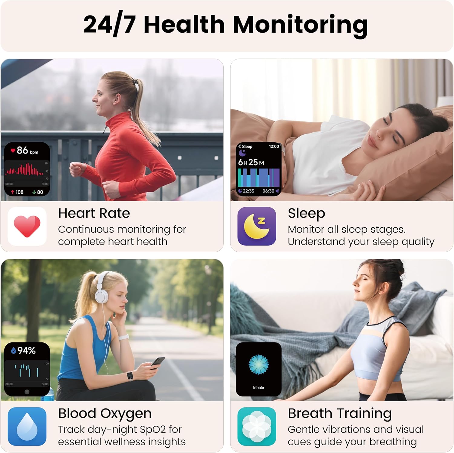 Pink Smart Watch Alexa Bluetooth Call 110 Sports HD