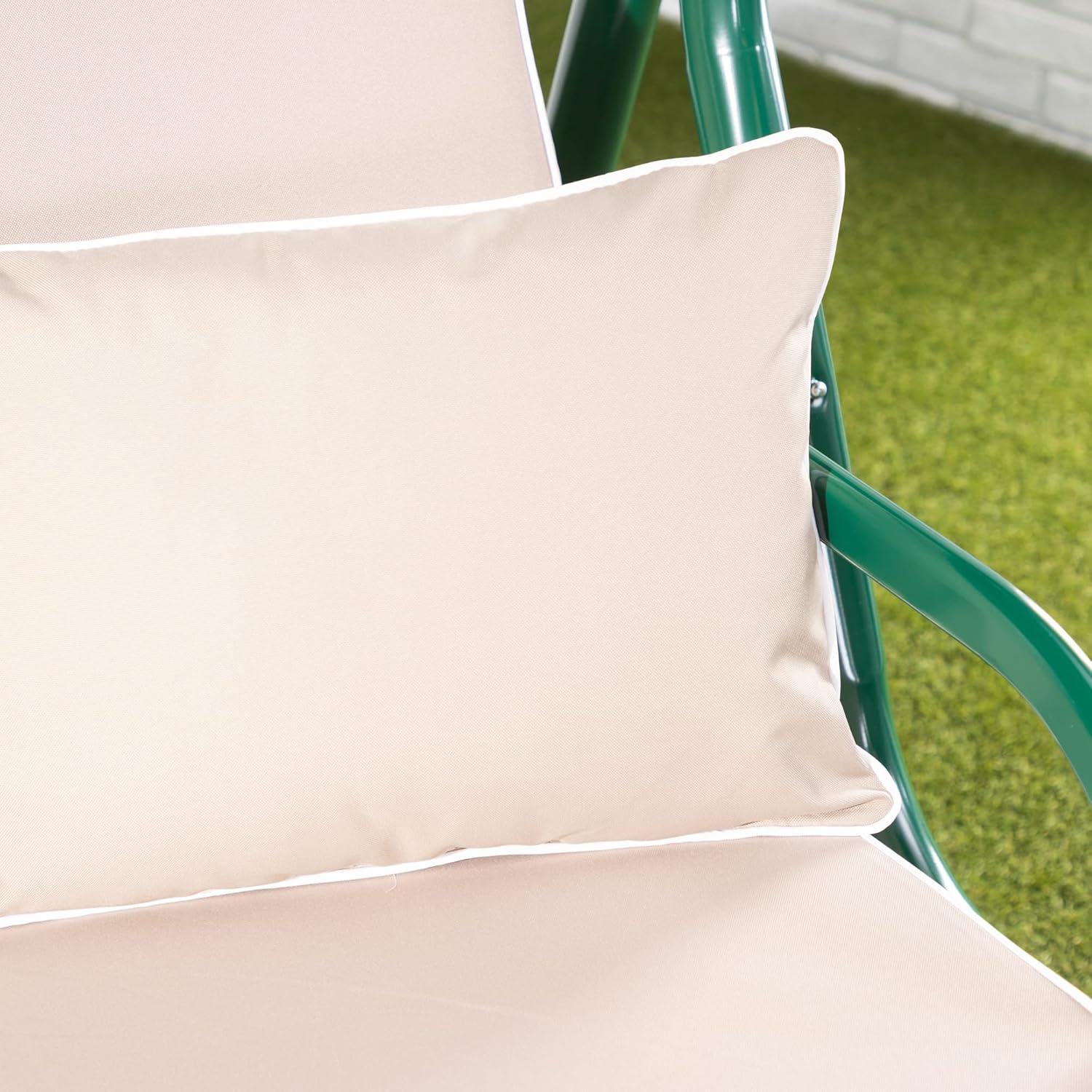 3 Seater Garden Swing Seat Taupe Canopy Luxury Cushions