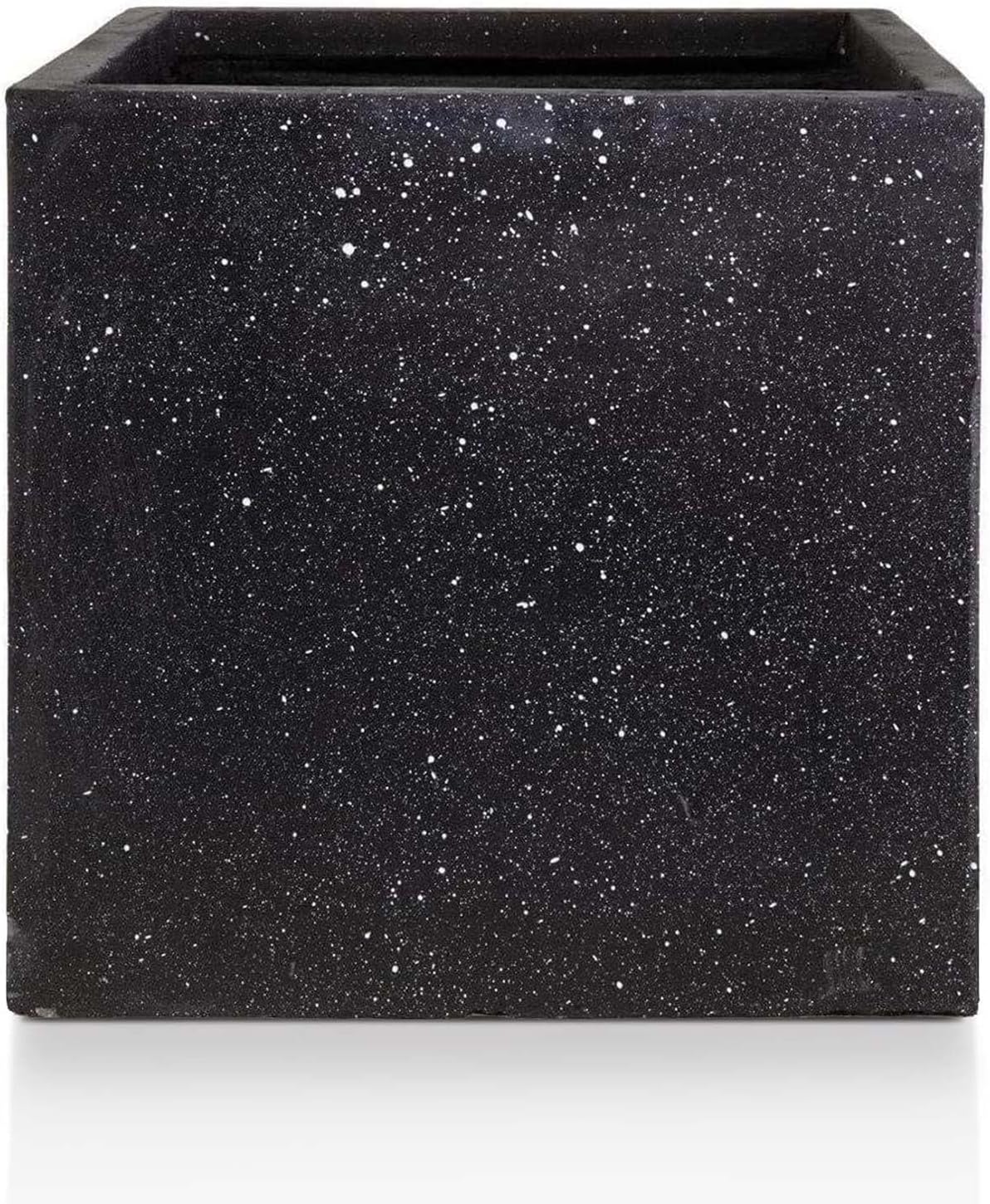 40cm Black Terrazzo Square Planter Stone Effect Garden Pot