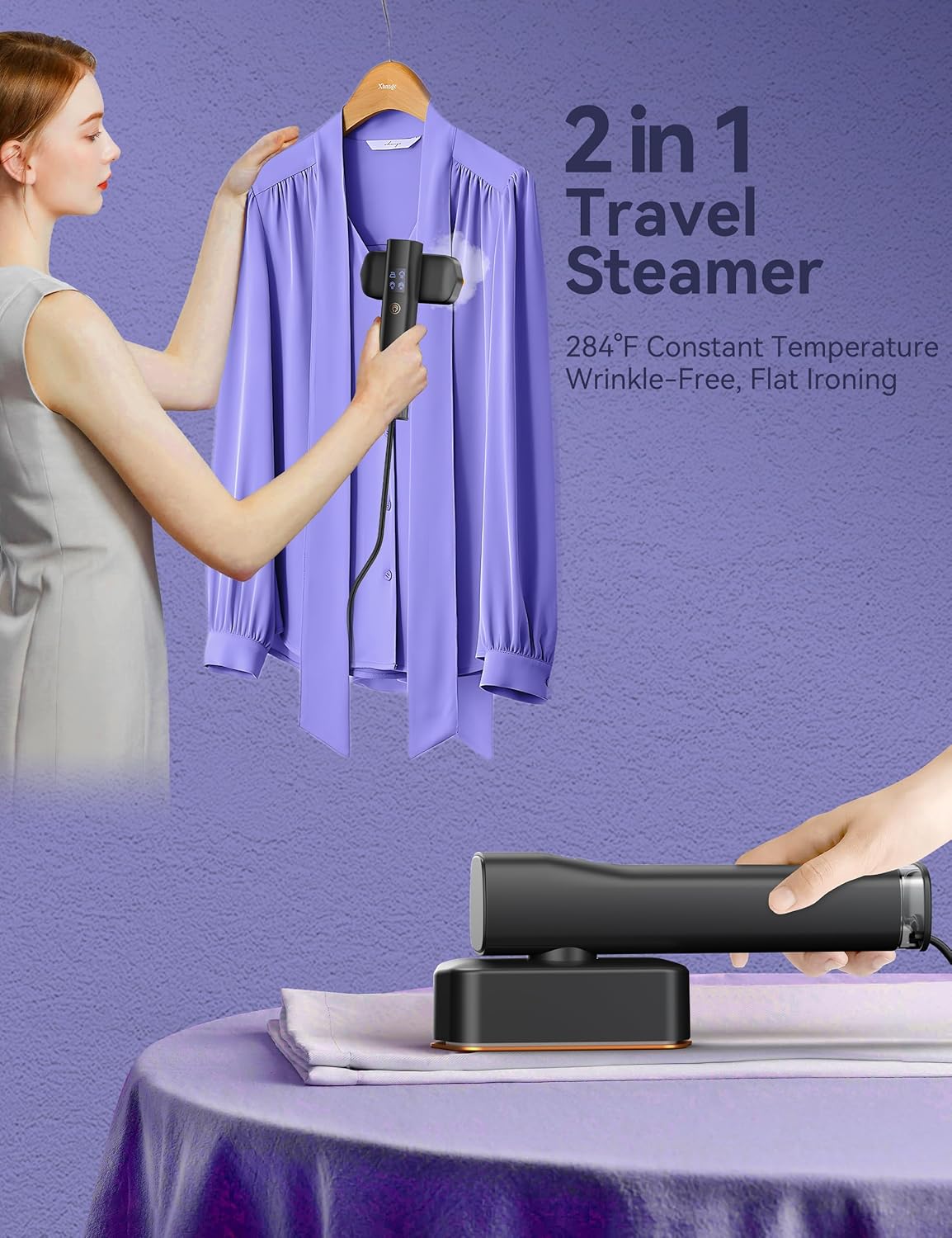 Handheld Garment Steamer 2in1 1200W Fast Heat 15s Travel