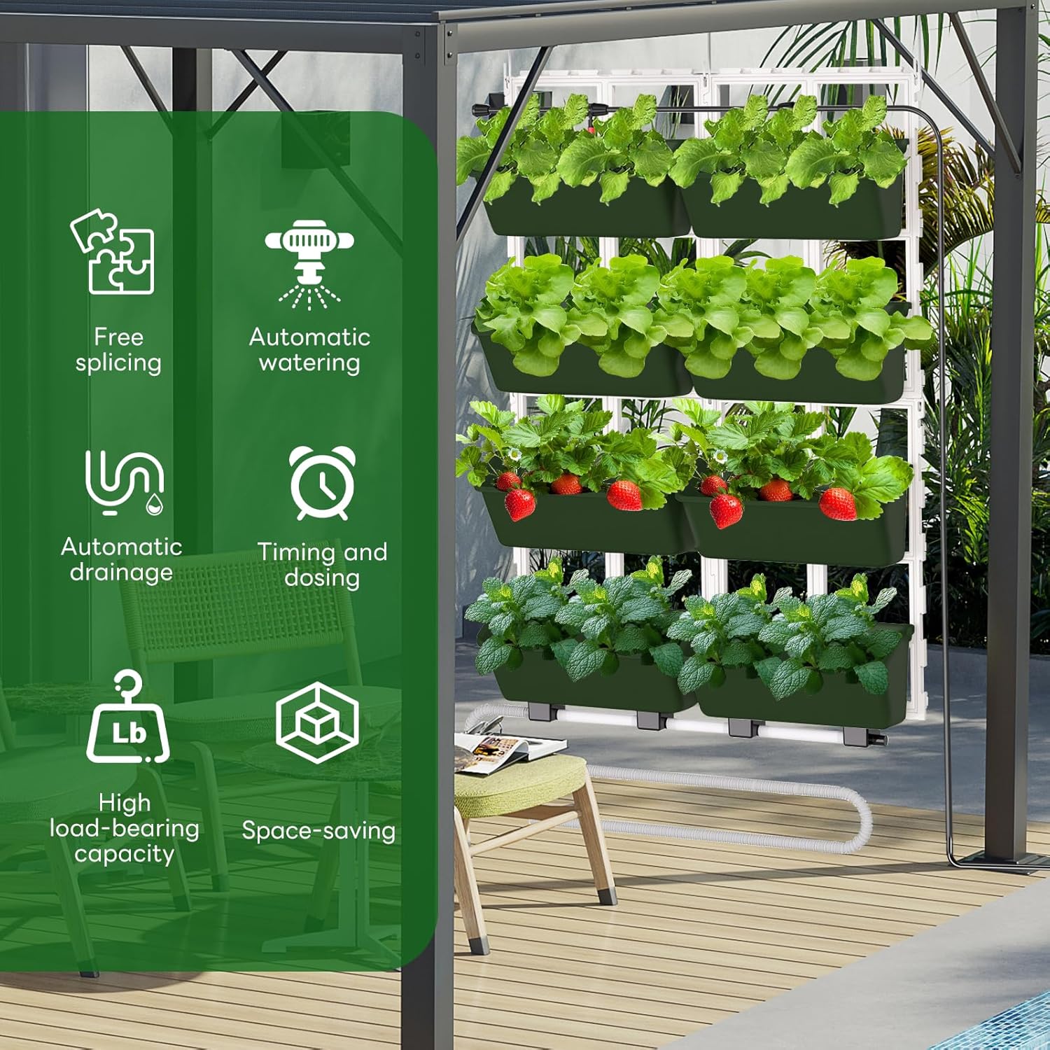 Self Watering Wall Planter 8PCS Automatic Timer Vertical Garden