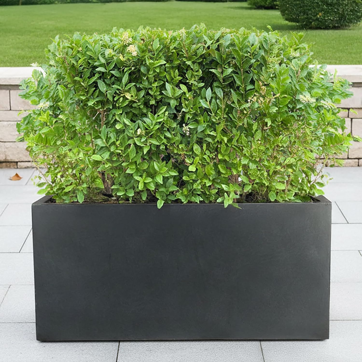 85cm Large Trough Planter Dark Grey Stone Effect Garden Pot