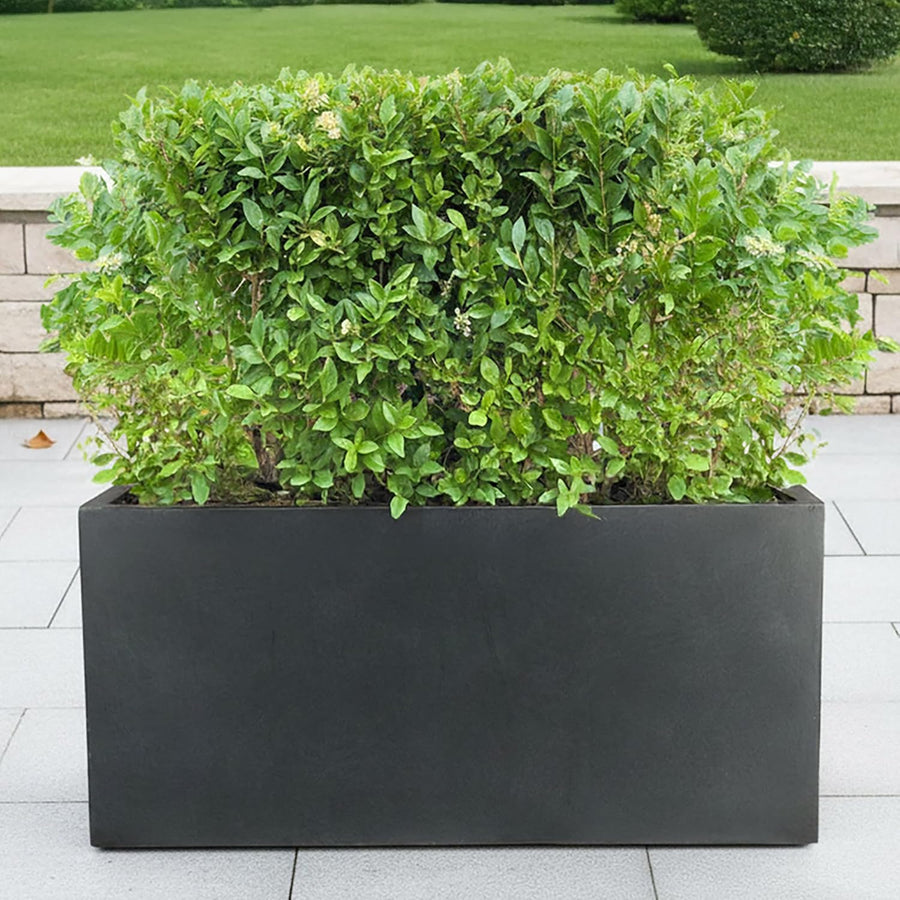 85cm Large Trough Planter Dark Grey Stone Effect Garden Pot