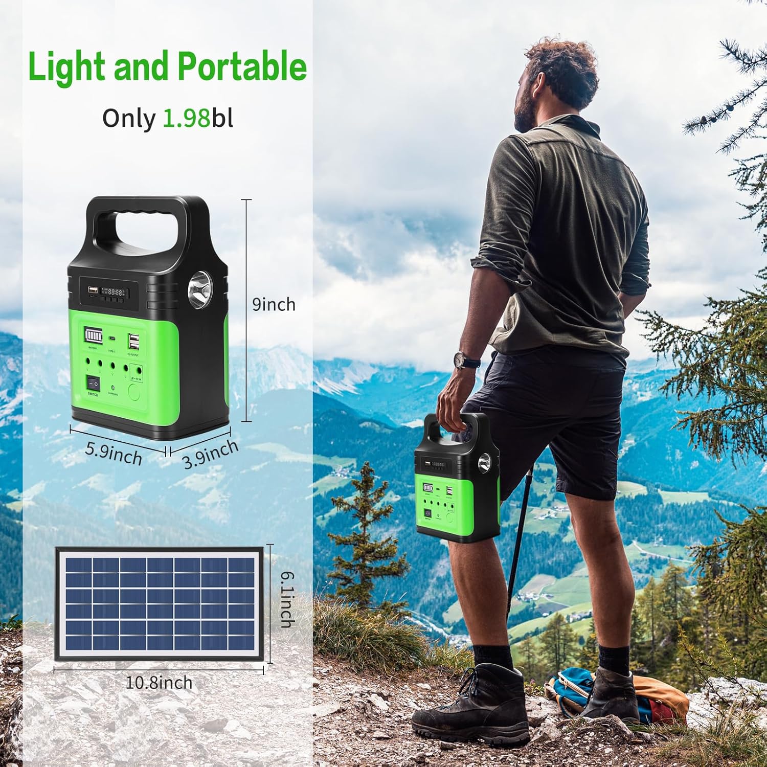 20000mAh Solar Power Bank Station 12V Portable Generator USB C