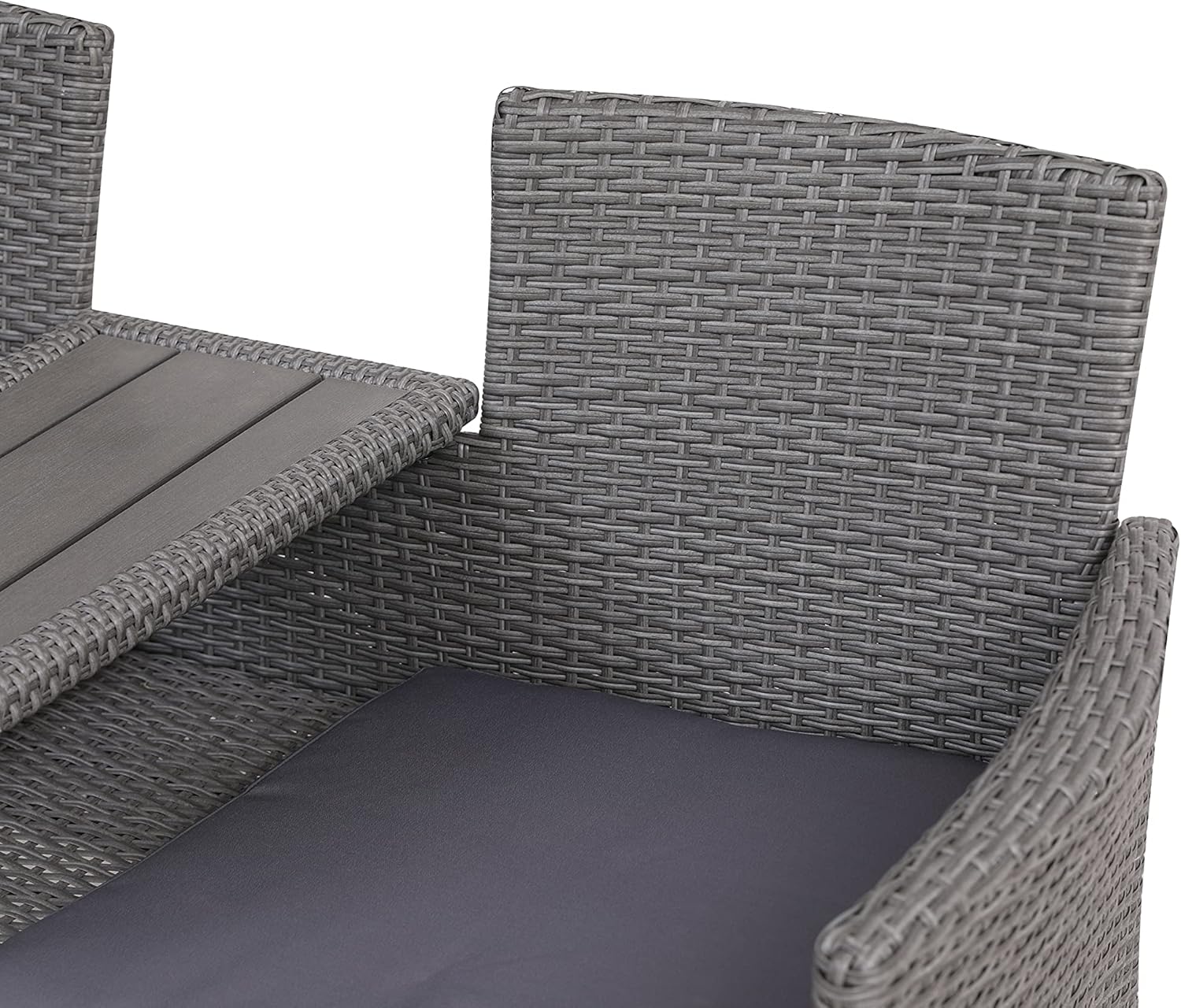Rattan 2 Seater Companion Bench with Table Patio Garden Seat