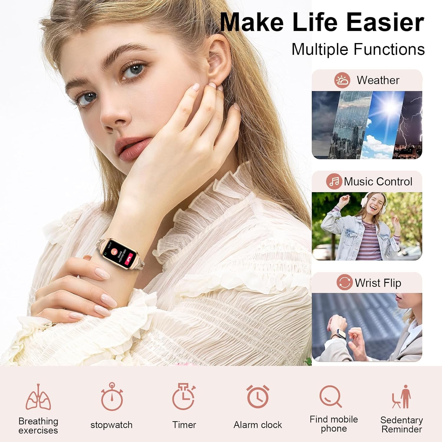 Women Fitness Tracker Watch 7 Day Battery IP68
