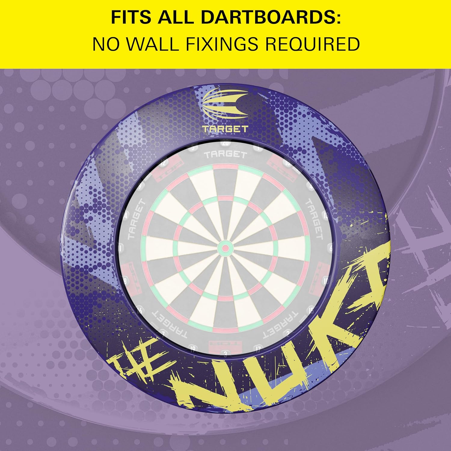 Dartboard Surround Ring Wall Protector Purple Yellow Universal Fit