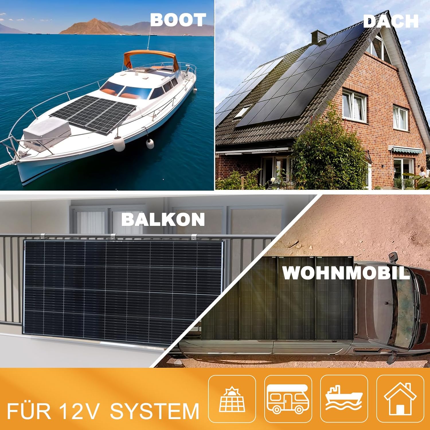 200W Monocrystalline Solar Panel PERC Cell Black Frame