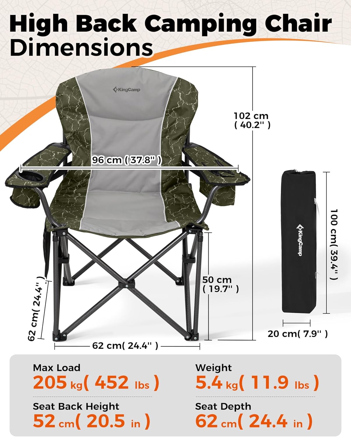 Oversized Camping Chair 205KG Cooler Green