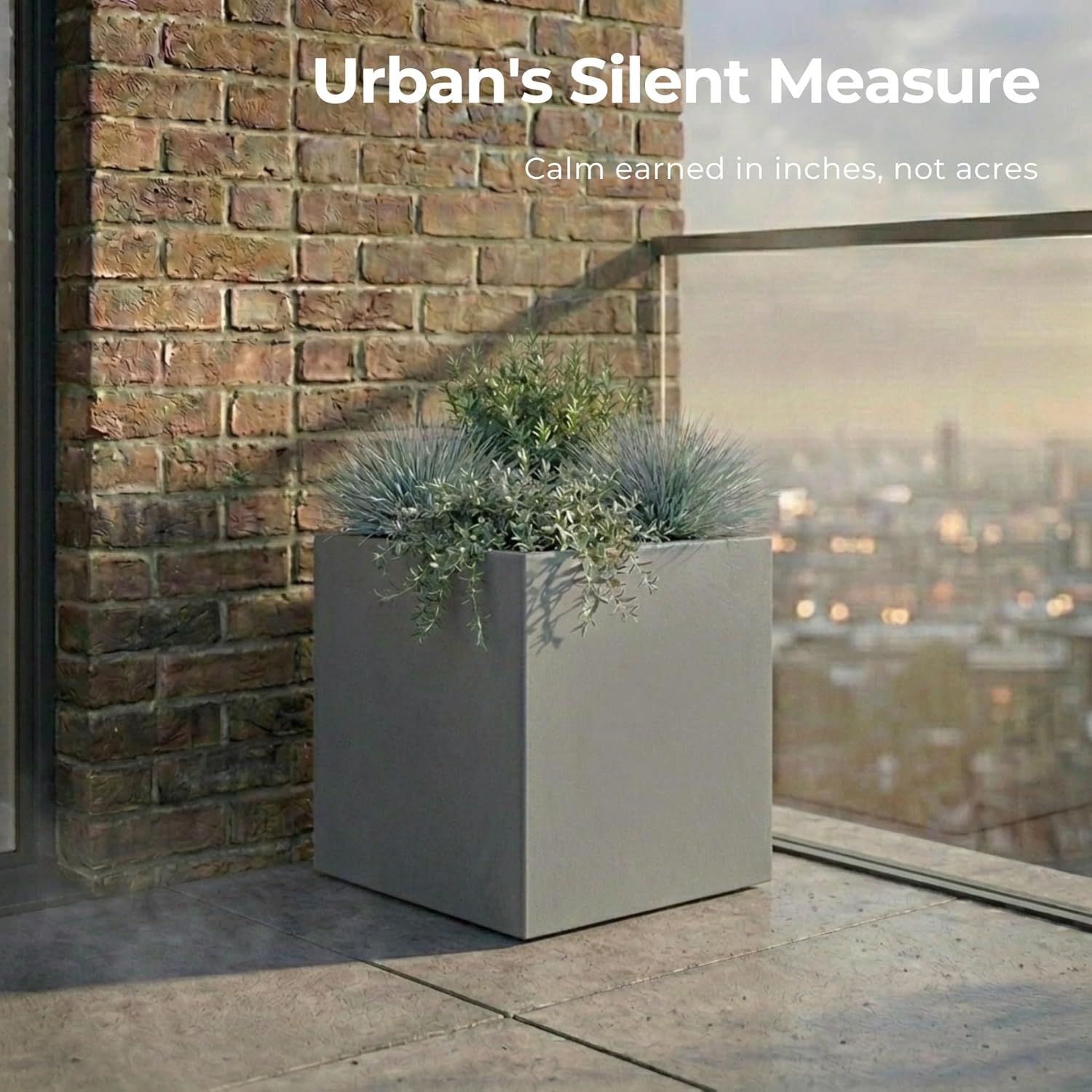 30cm Grey Square Planter Stone Effect Garden Pot Drainage