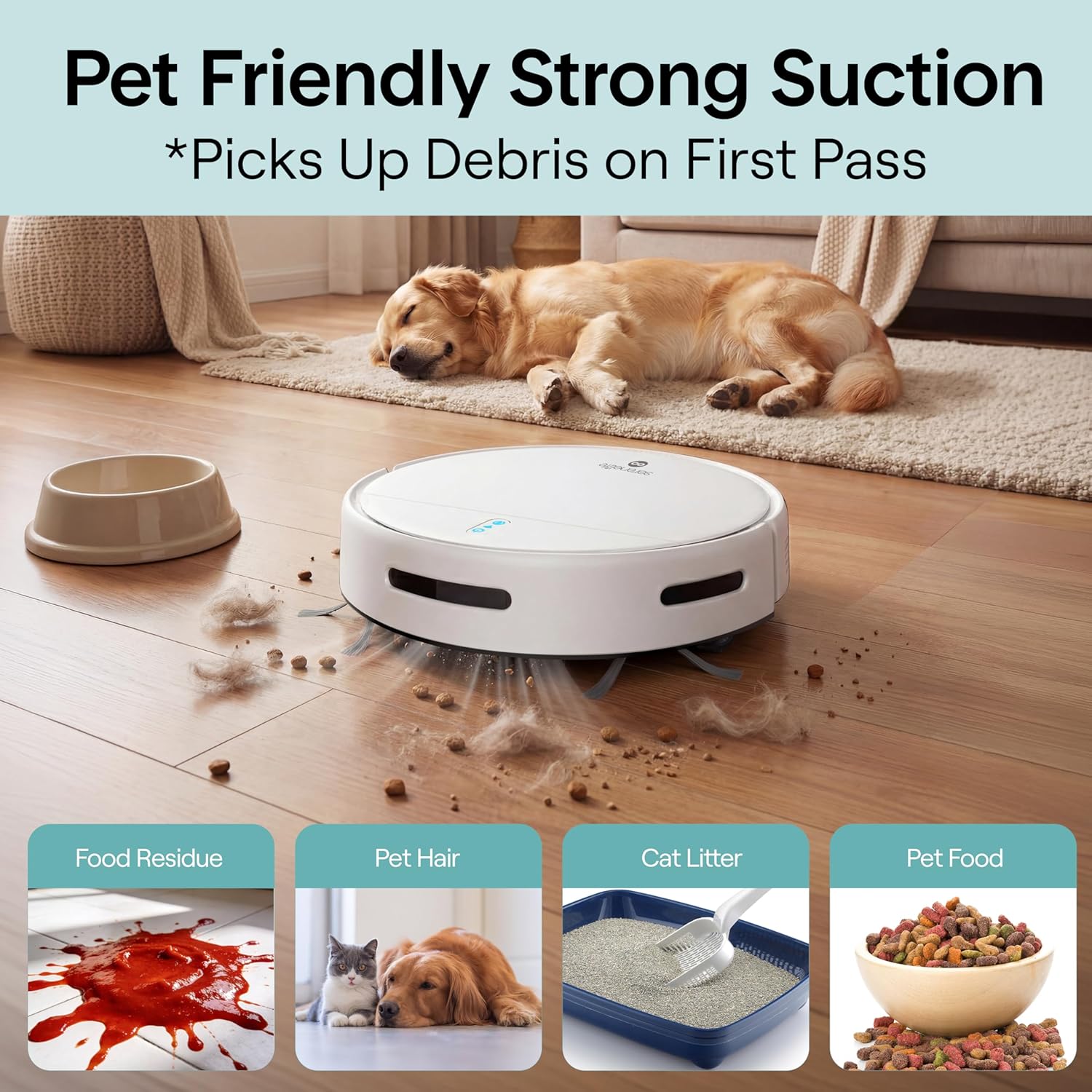 Robot Vacuum Mop WiFi App Auto Recharge Pet Hair Carpet Clean