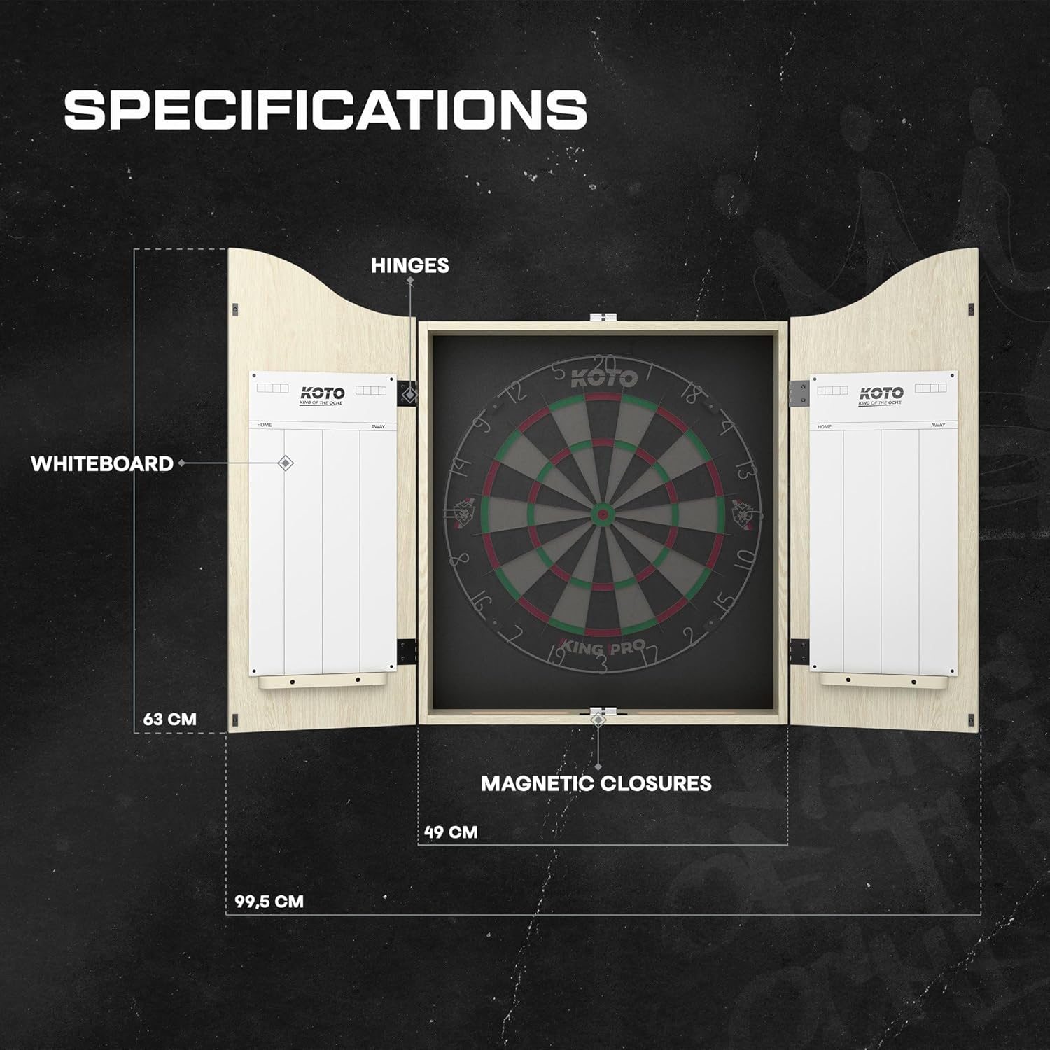 Wood Dartboard Cabinet Light Oak Wall Mount Scoreboard Storage