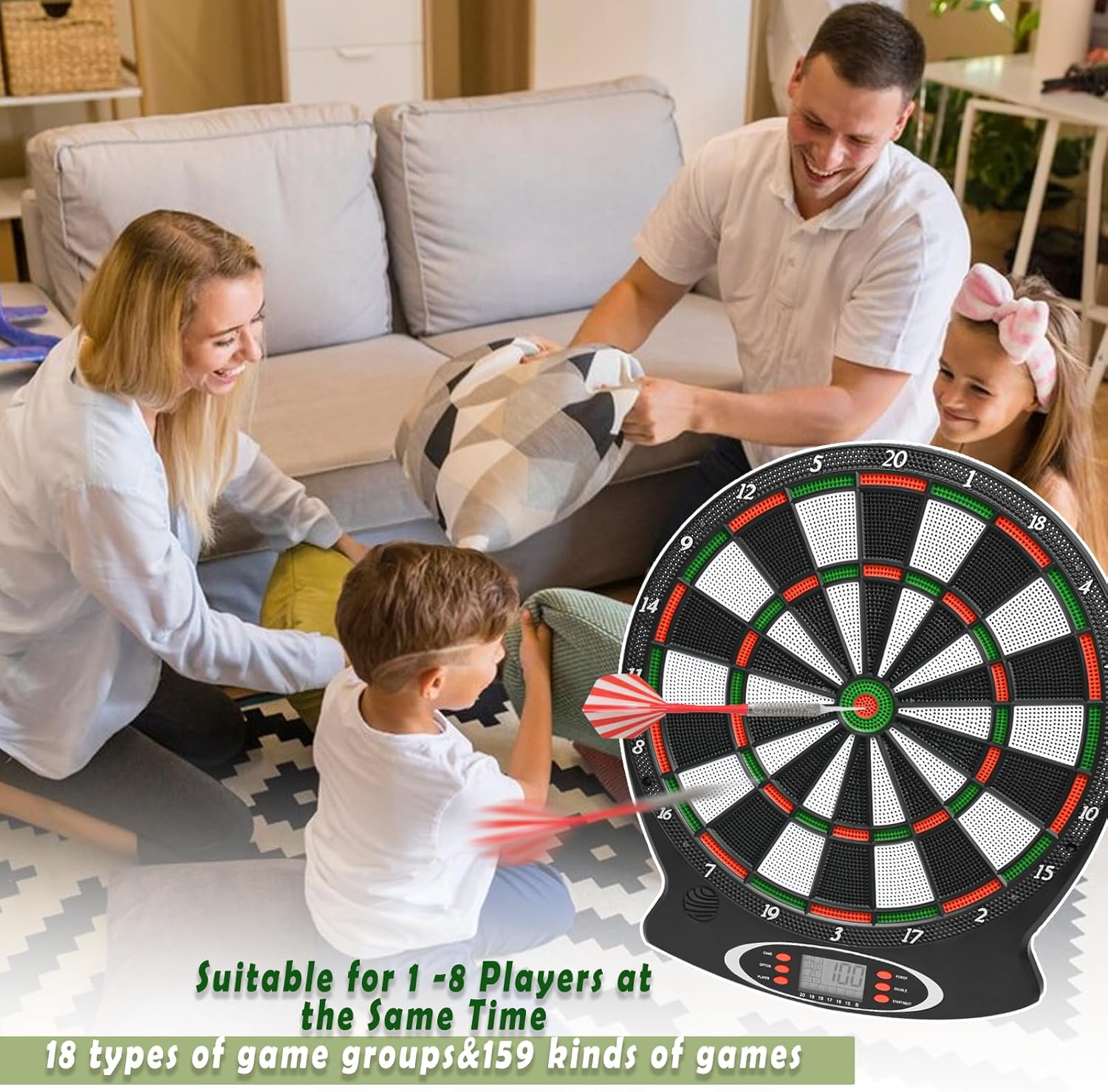 Electronic Dartboard LED Auto Scoring 28 Games Soft Tip Darts