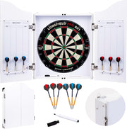 18in Dartboard Cabinet Set Sisal Board Wooden Case 6 Darts Score