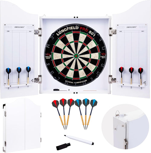 18in Dartboard Cabinet Set Sisal Board Wooden Case 6 Darts Score