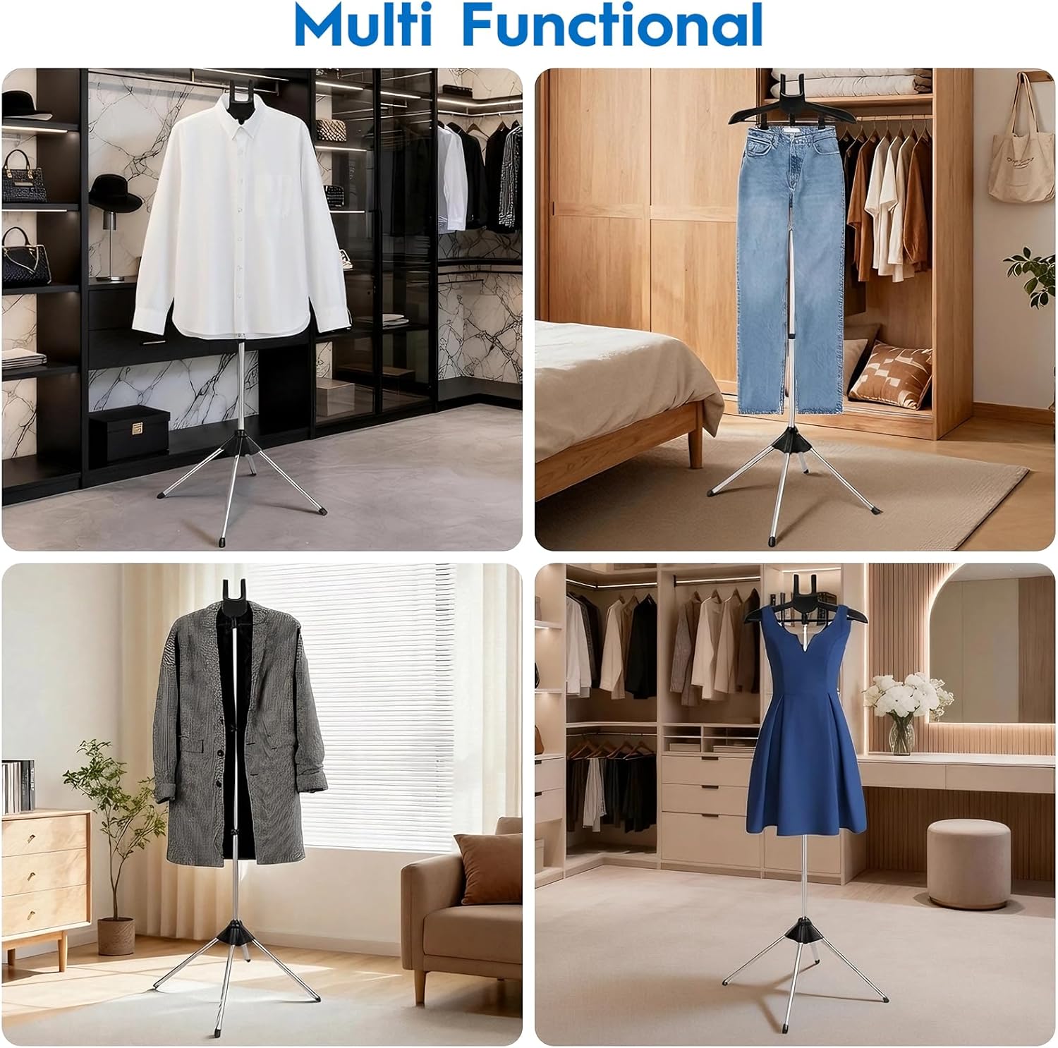 Garment Steamer Stand Adjustable Clothes Hanger 360 Rotating Portable