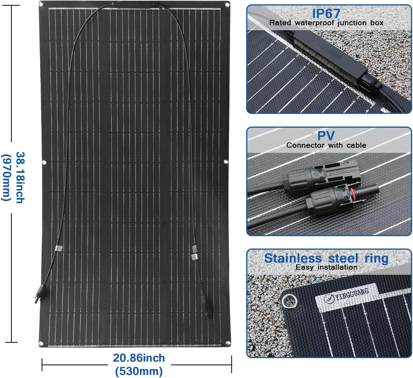100W Flexible ETFE Solar Panel 12V 24V Boat RV Charger