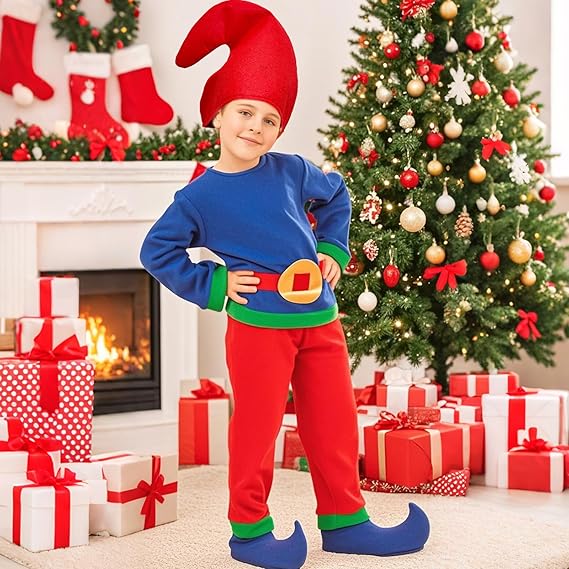 4PCS Gnome Hat Set Colorful Curly Christmas Cosplay Hats
