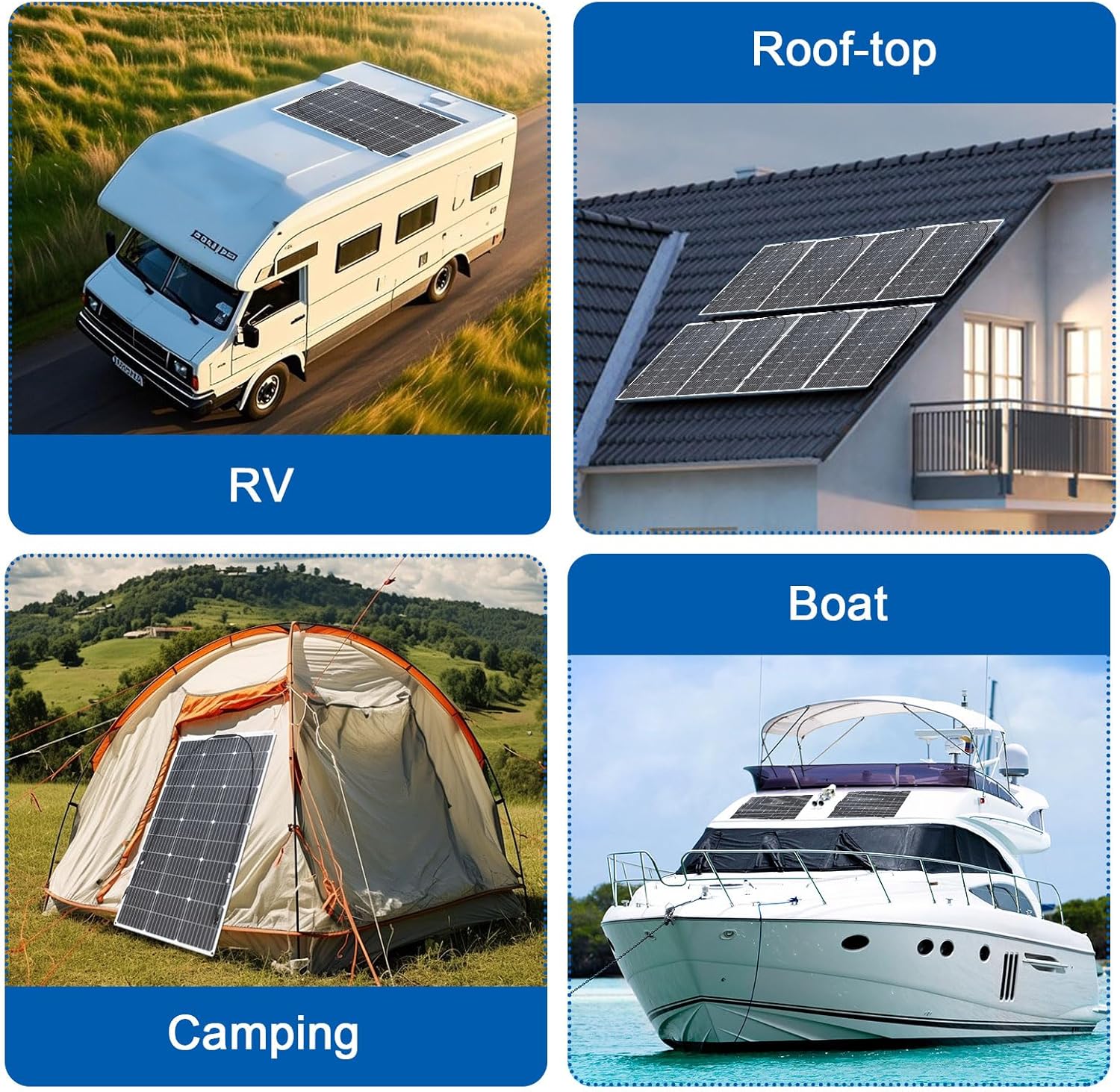200W Flexible Solar Panel Kit 12V 24V Camping Boat RV