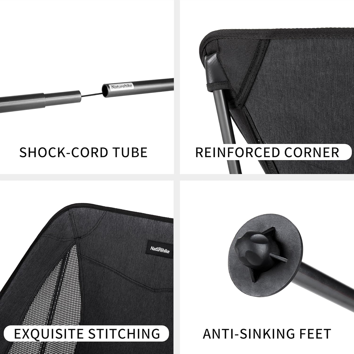 High Back Ultralight Camping Chair 150KG Black
