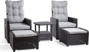 Reclining Rattan Bistro Set 2 Seater Chairs Stools Table