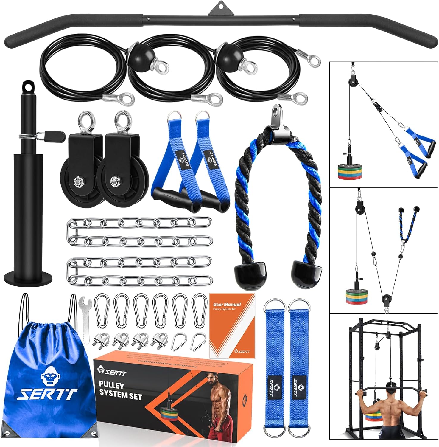 Home Gym Cable Pulley System LAT Pulldown Arm Trainer Kit