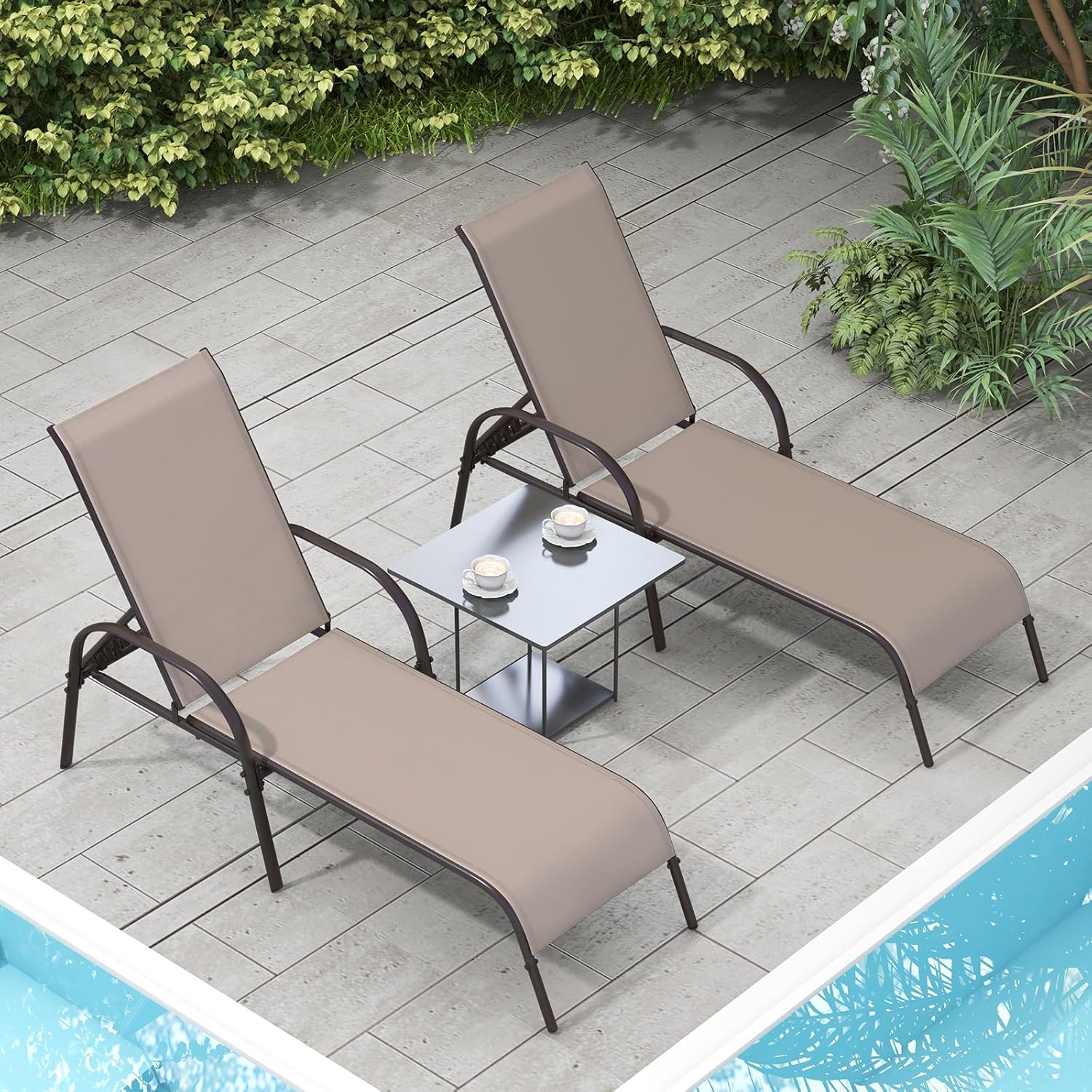 Garden Sun Lounger 5 Position Recliner Chair Brown