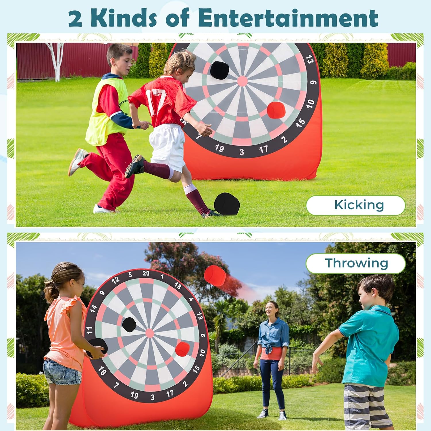 5ft Giant Dartboard Game Kids Outdoor Soccer Target Foldable Set