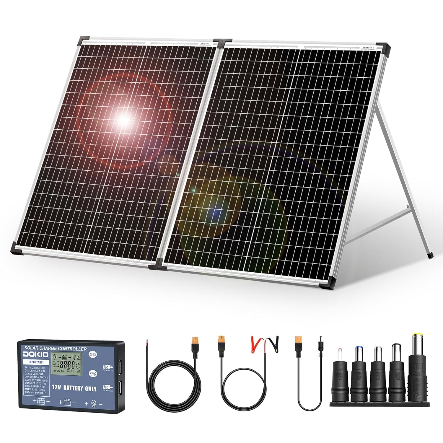 100W Foldable Solar Panel Kit 12V Portable Charger RV Boat