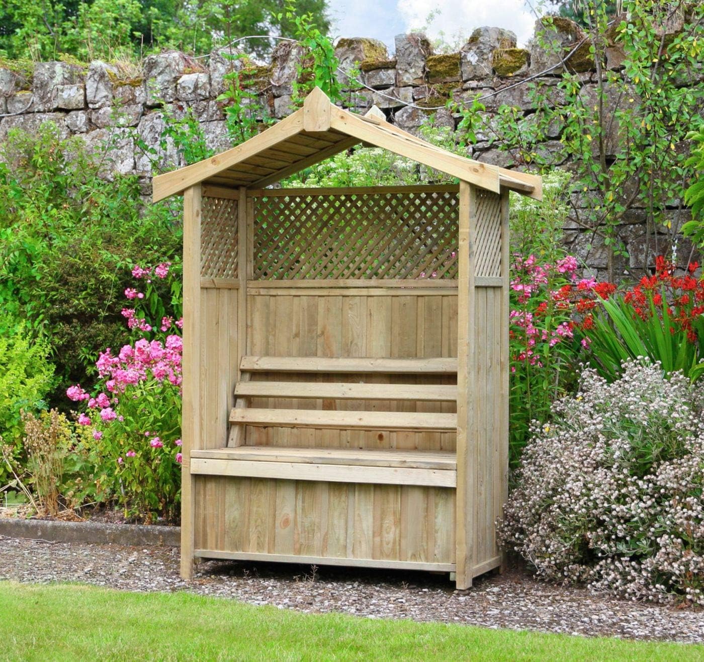 Wooden Garden Arbour Bench Pergola Trellis Seat w/Storage