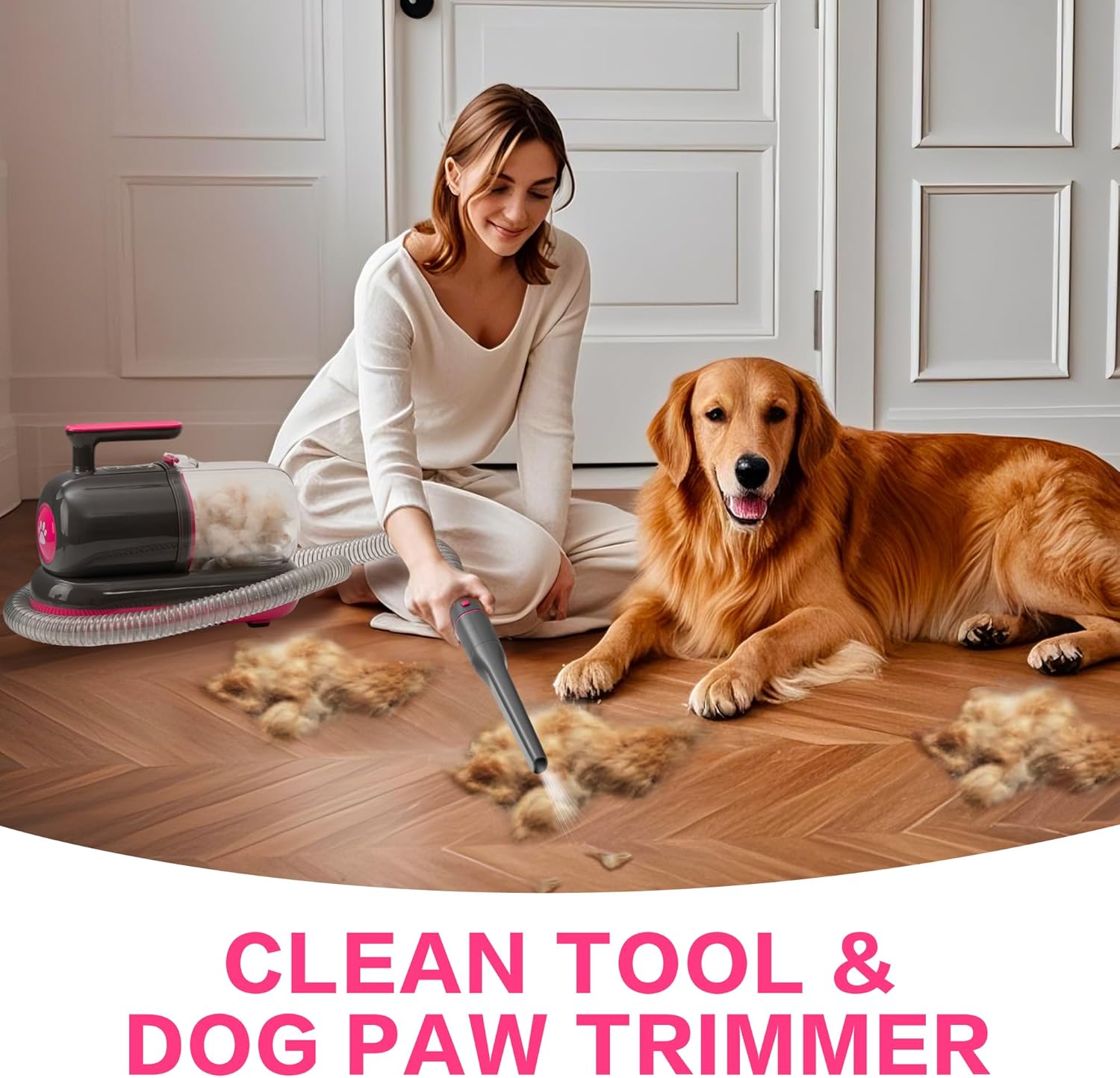 Dog Grooming Vacuum Kit Nail Grinder 1.5L 6 Comb Black