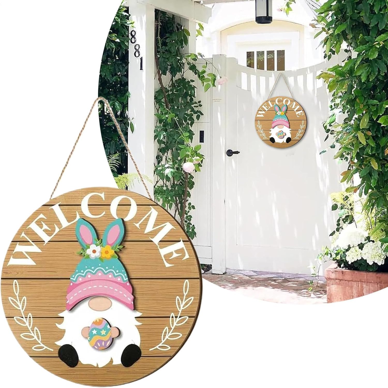 Gnome Welcome Sign 30Pcs Seasonal Wooden Door Decor Magnetic