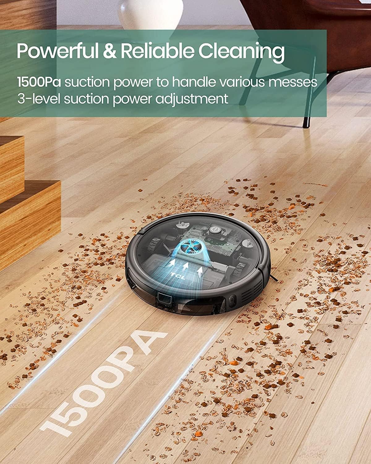 Robot Vacuum 1500Pa Slim Quiet Auto Recharge HEPA Filter