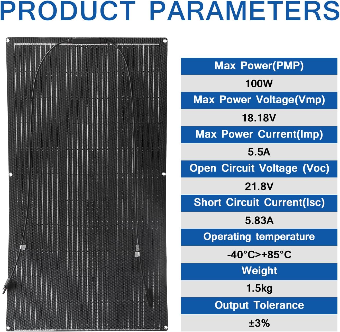 100W Flexible ETFE Solar Panel 12V 24V Boat RV Charger
