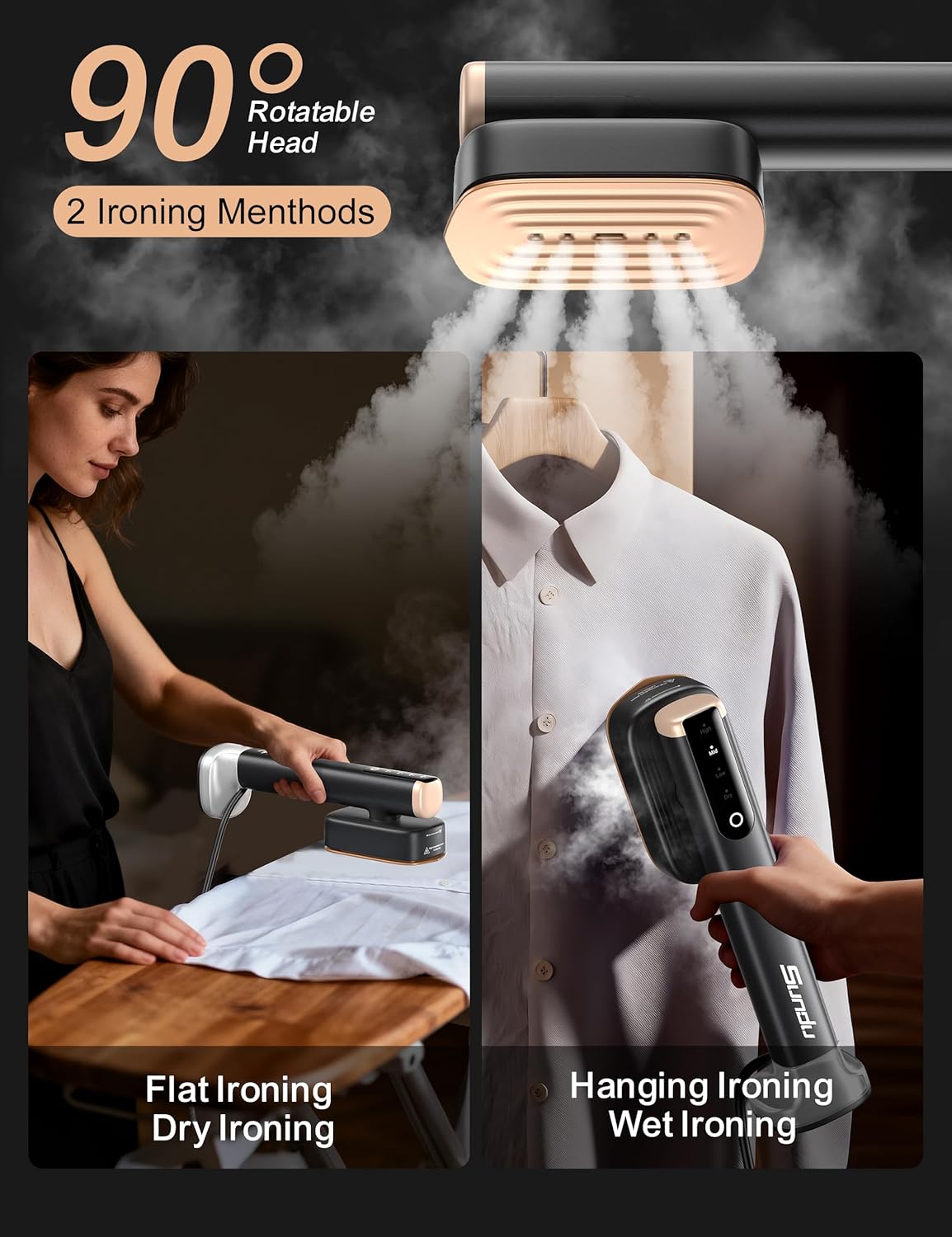 2in1 Portable Clothes Steamer Iron 1200W Fast Heat LED 280ml Tank