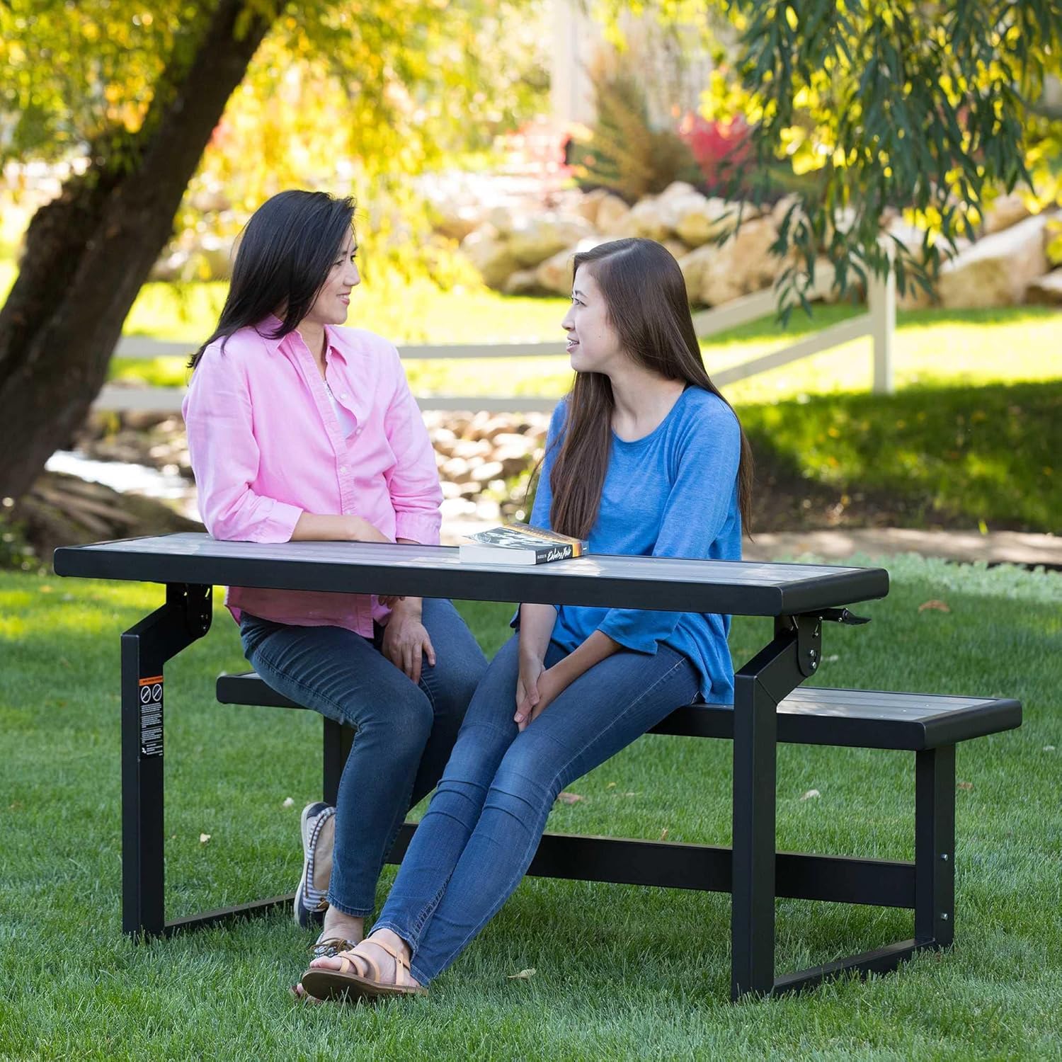 Convertible Bench to Table Outdoor Picnic Seat Weather Resistant Gray