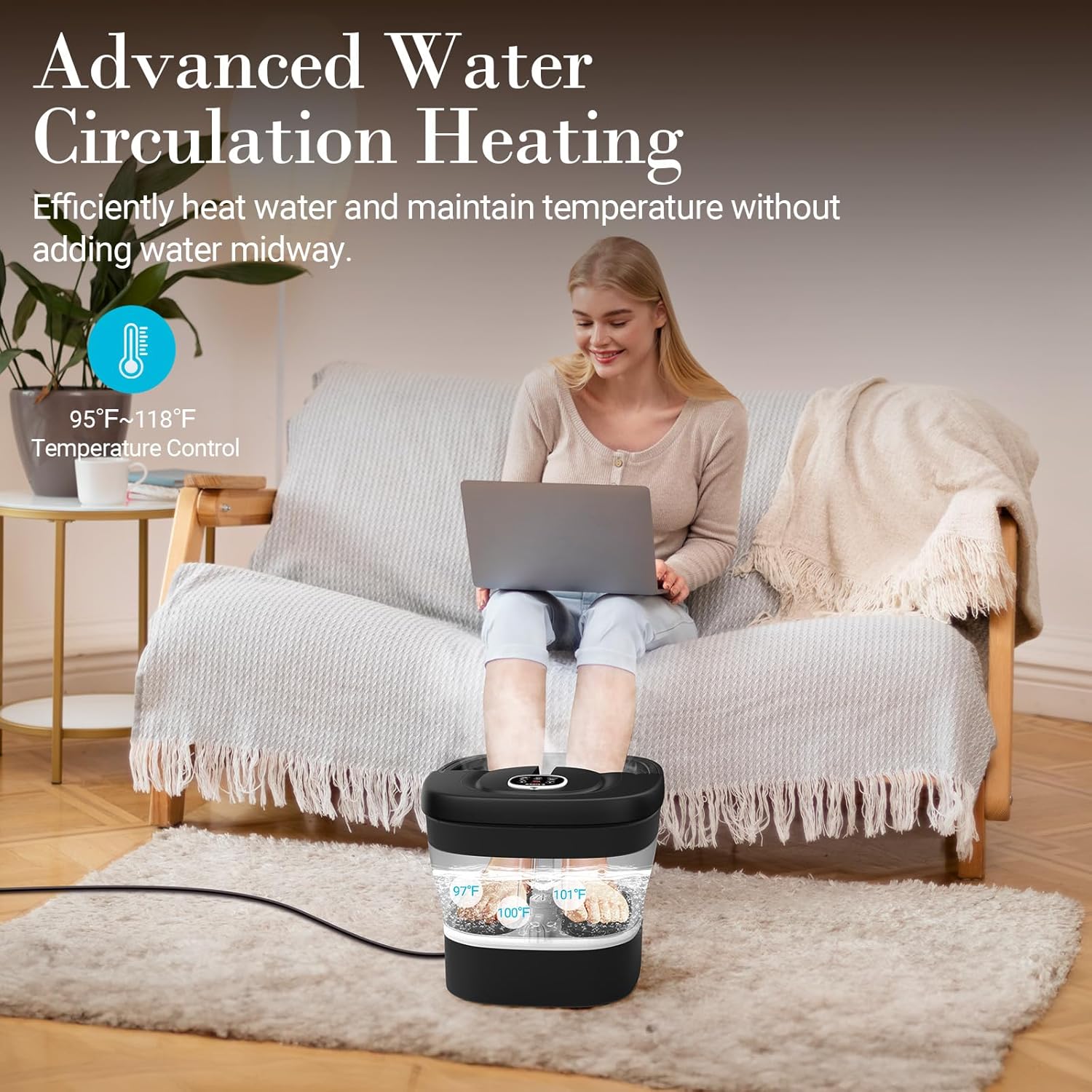 Electric Foot Spa Massager Heat Shiatsu Rollers Remote Foldable