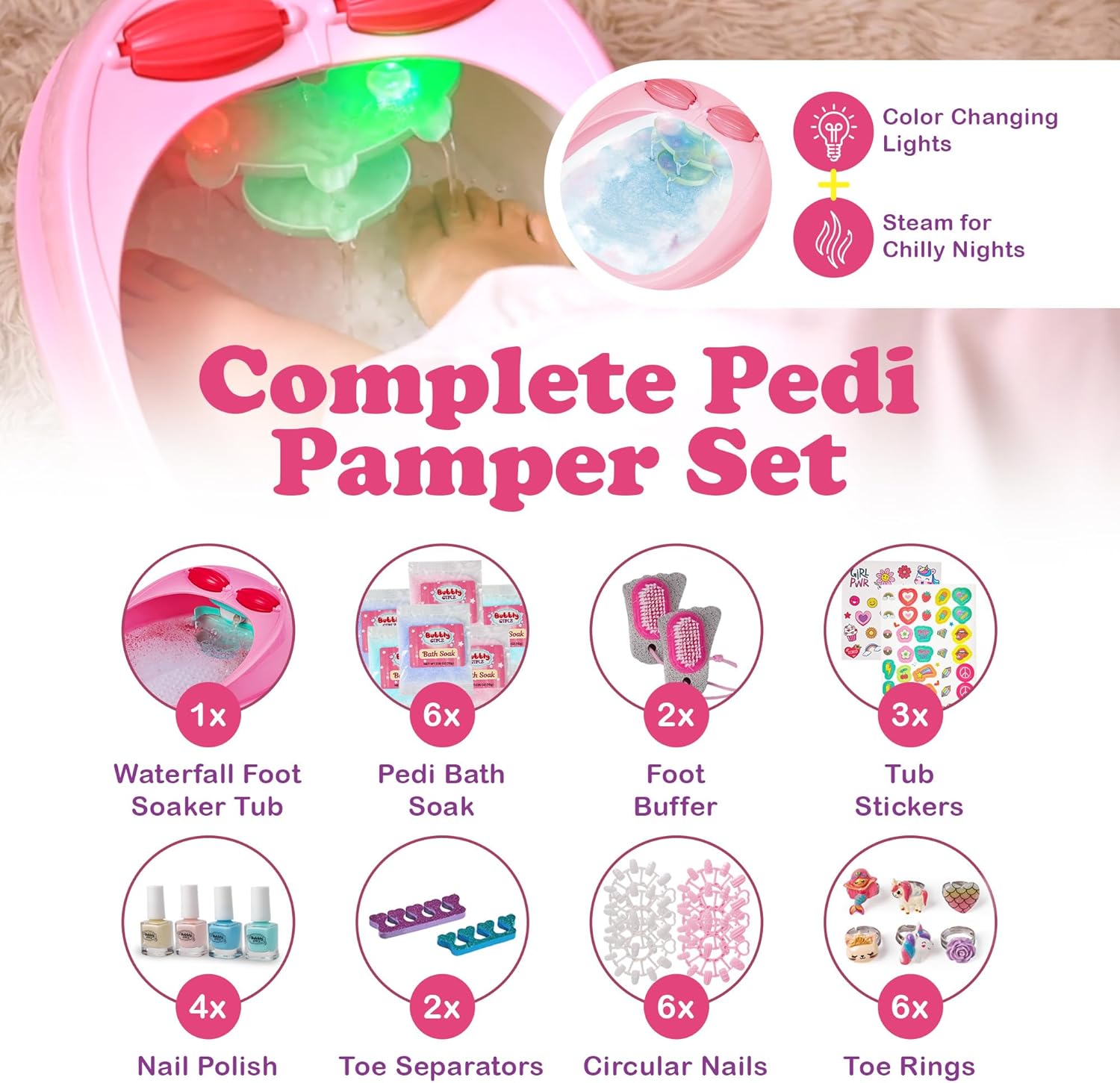 Kids Spa Kit Girls Foot Spa Nail Set 42pc Pedicure Manicure Toy